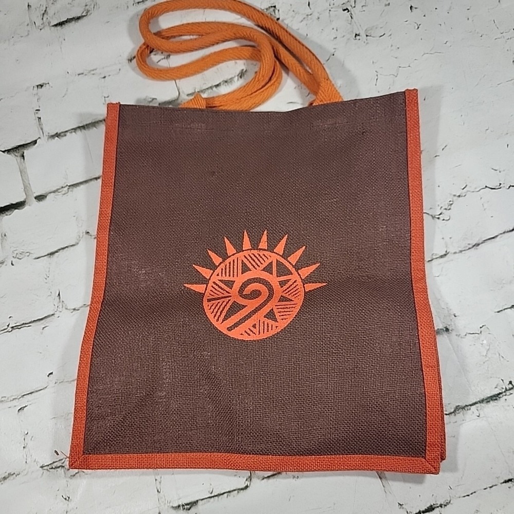 Shopping Tote Bag Woven Quality Brown Orange